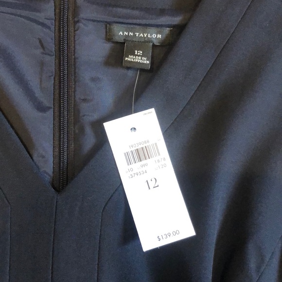 Ann Taylor Blue Sleeveless Mid Length Work Dress - Picture 3 of 7